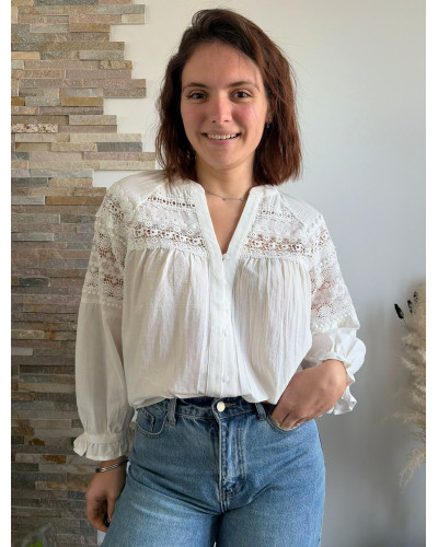 ZELIE | Blouse blanche bohème avec broderie