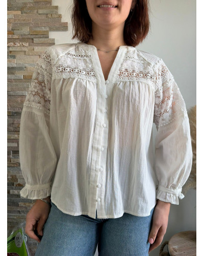 ZELIE | Blouse blanche bohème avec broderie