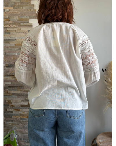 ZELIE | Blouse blanche bohème avec broderie