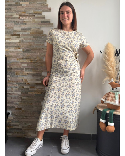 ARIETTE  | Robe mi-longue coton imprimé fleuri