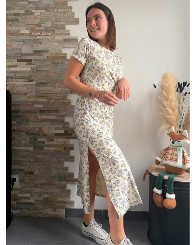 ARIETTE  | Robe mi-longue coton imprimé fleuri