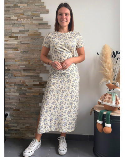 ARIETTE  | Robe mi-longue coton imprimé fleuri