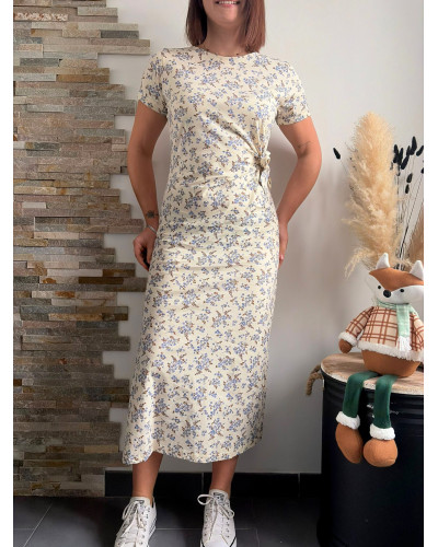 ARIETTE  | Robe mi-longue coton imprimé fleuri