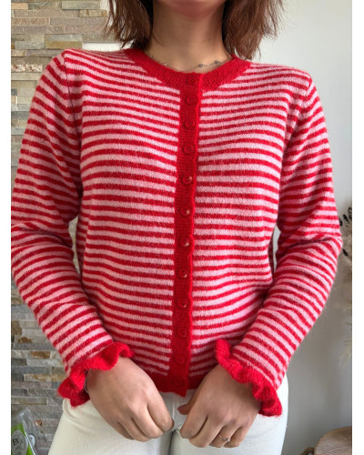 DAN | Gilet rayé rouge