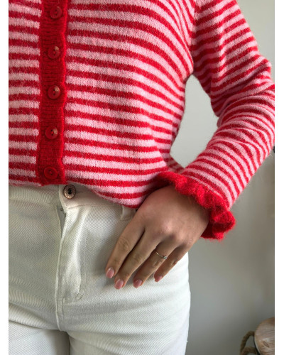 DAN | Gilet rayé rouge