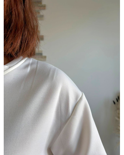 MANU | Tee-shirt blanc bas en dentelle