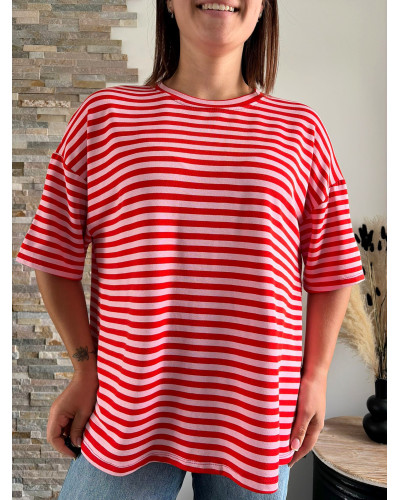 FABIO | Tee-shirt rayé rouge et rose
