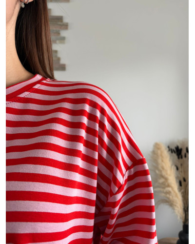 FABIO | Tee-shirt rayé rouge et rose