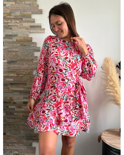 EMILIE | Robe effet cache coeur imprimé rose