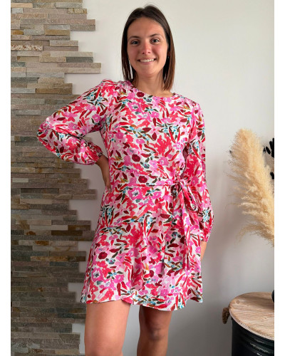 EMILIE | Robe effet cache coeur imprimé rose