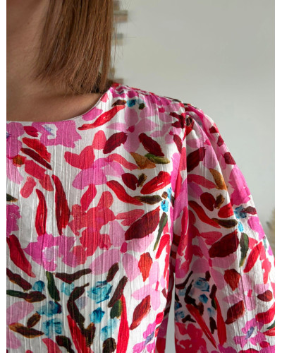 EMILIE | Robe effet cache coeur imprimé rose