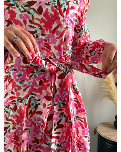 EMILIE | Robe effet cache coeur imprimé rose