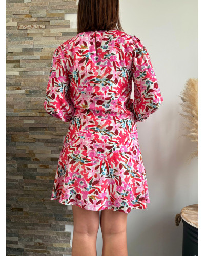 EMILIE | Robe effet cache coeur imprimé rose