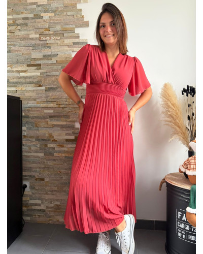 VICTOIRE | Robe longue plissée terracotta cérémonie