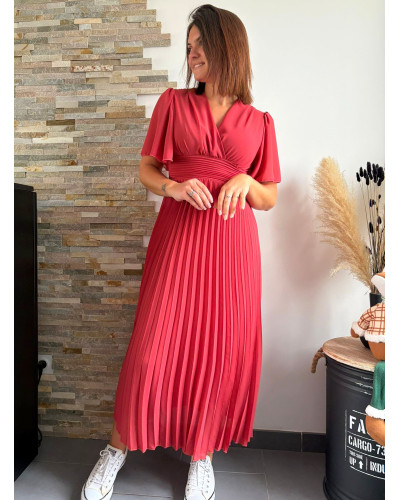VICTOIRE | Robe longue plissée terracotta cérémonie