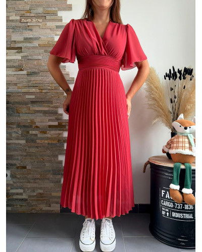 VICTOIRE | Robe longue plissée terracotta cérémonie