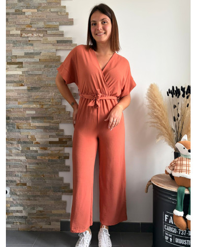 CATHERINE | Combinaison pantalon fluide terracotta