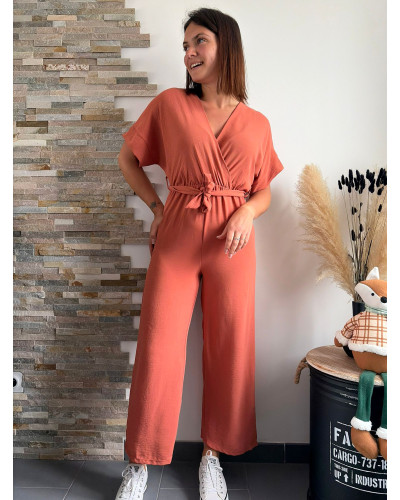 CATHERINE | Combinaison pantalon fluide terracotta